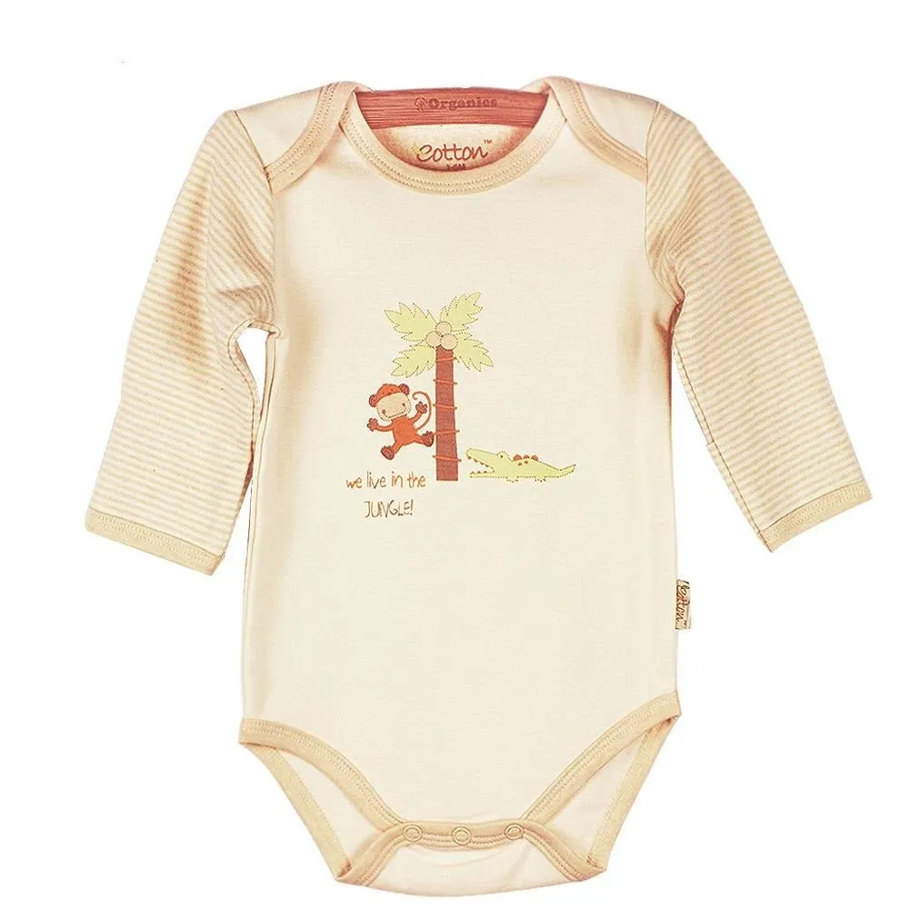 Long Sleeve Baby Onesies - Organic Newborn Bodysuit with Prints Jungle