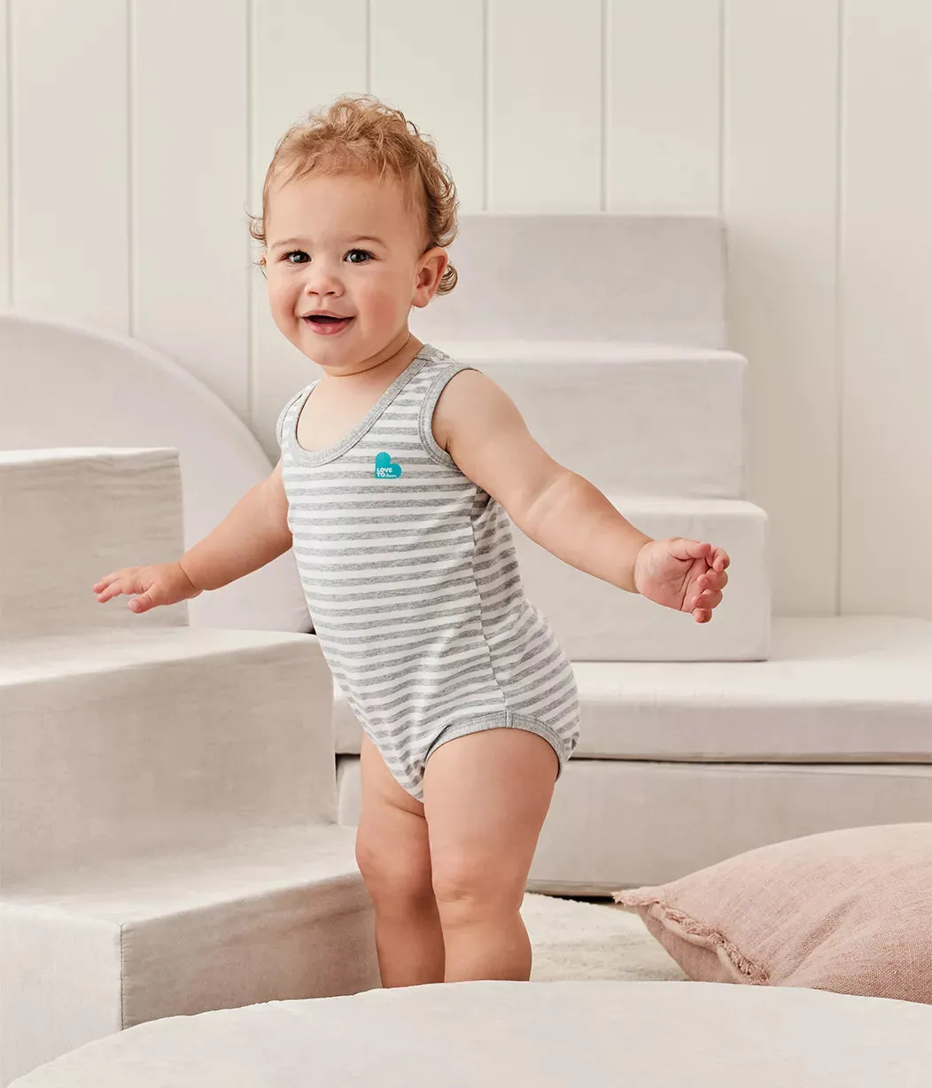 Love To Dream Sleeveless Bodysuit - Grey Stripe