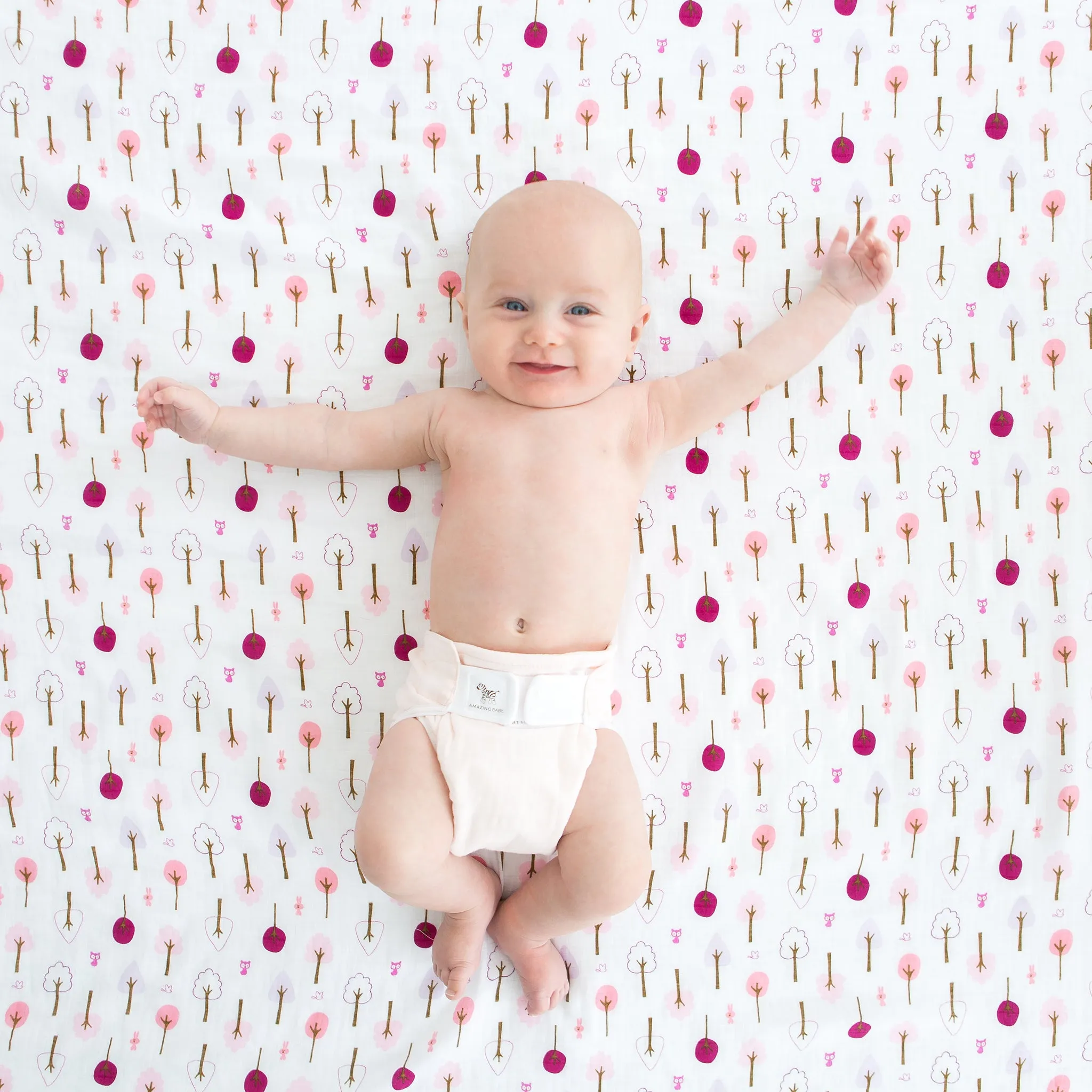 Marquisette Swaddles - Brown Mod on Pastel Pink   Cute & Calm, 2pk