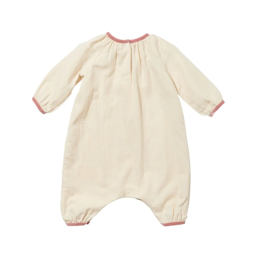 Missy Baby Girl Jumpsuit with Pink Velvet Trim