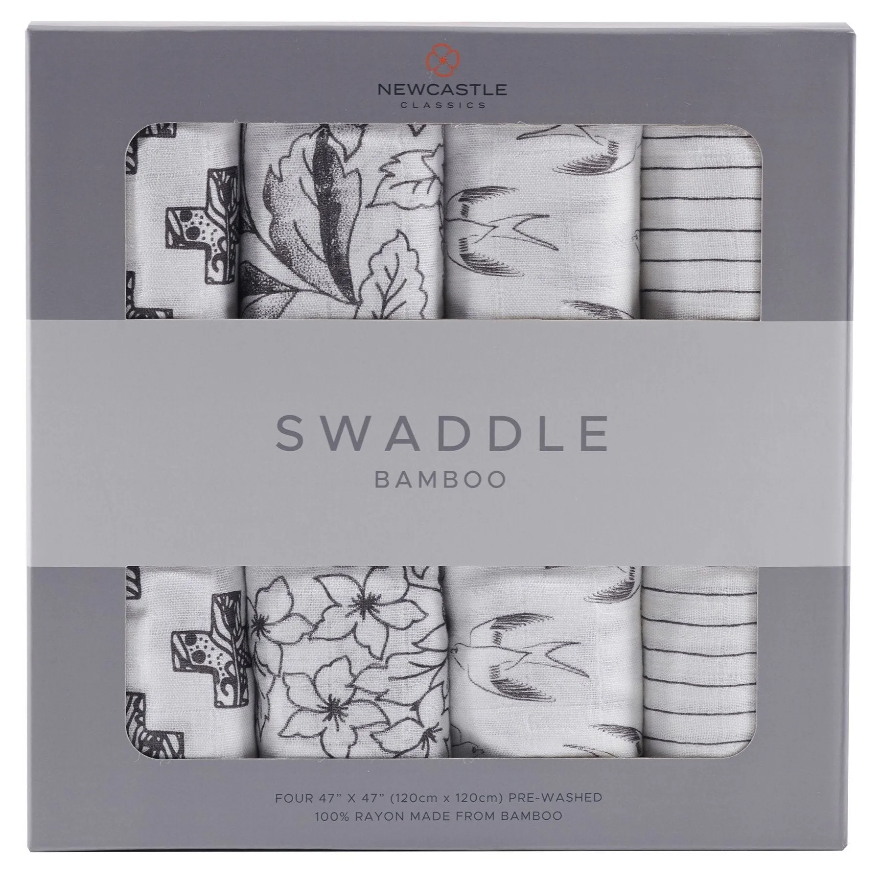 Monochrome Bamboo Muslin Swaddle 4PK