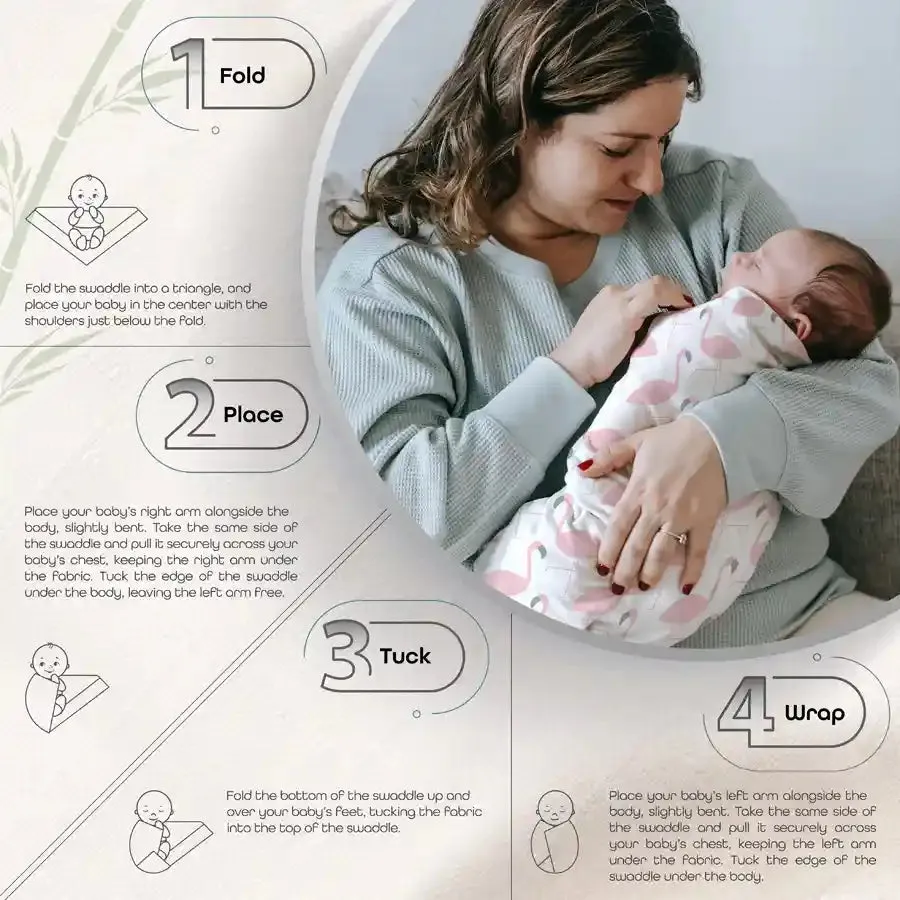 Moon Bamboo Muslin Wrap/ Swaddle (Flamingo Print & Pink)