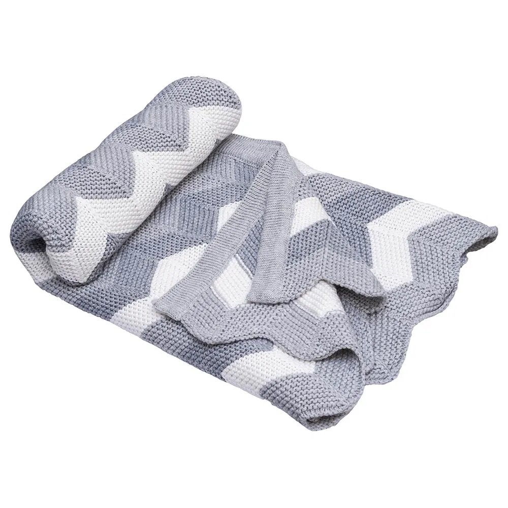Moon Snugly 100% Cotton Knitted Baby Blanket (Grey)