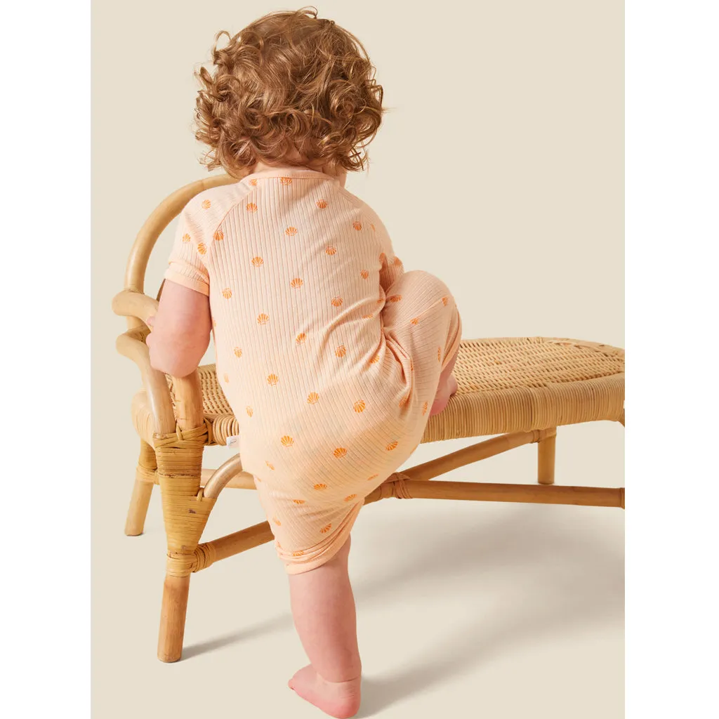 MORI Ribbed Scallop Print Summer Zip-Up Sleepsuit