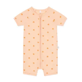 MORI Ribbed Scallop Print Summer Zip-Up Sleepsuit