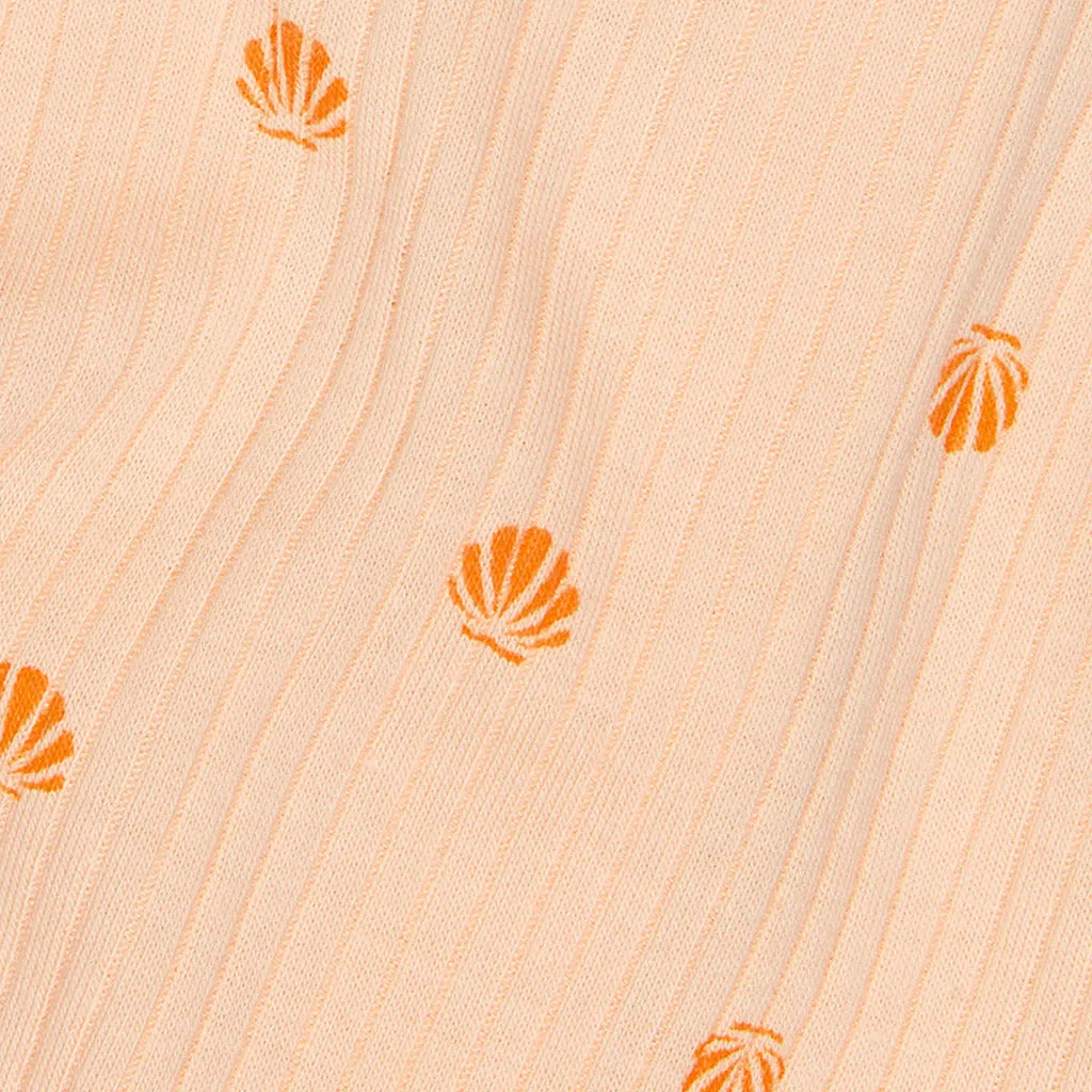MORI Ribbed Scallop Print Summer Zip-Up Sleepsuit