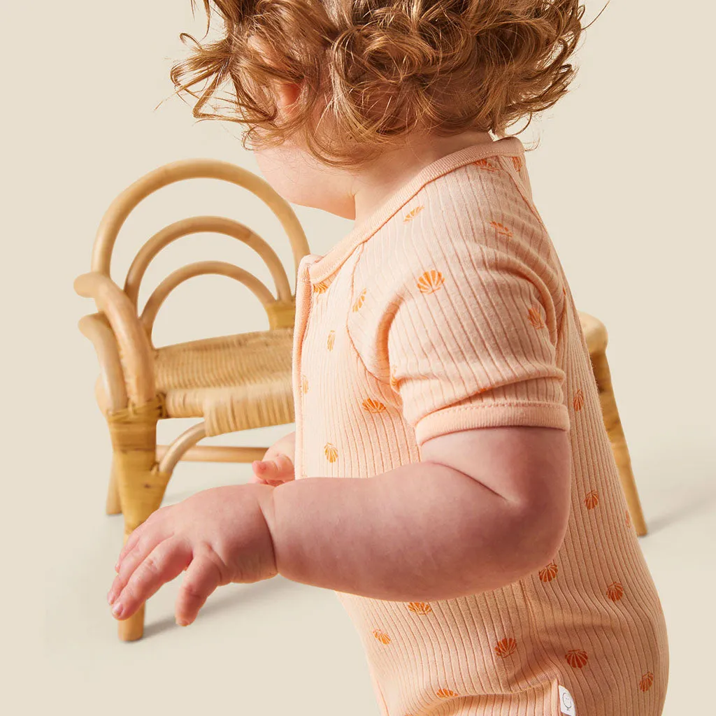 MORI Ribbed Scallop Print Summer Zip-Up Sleepsuit