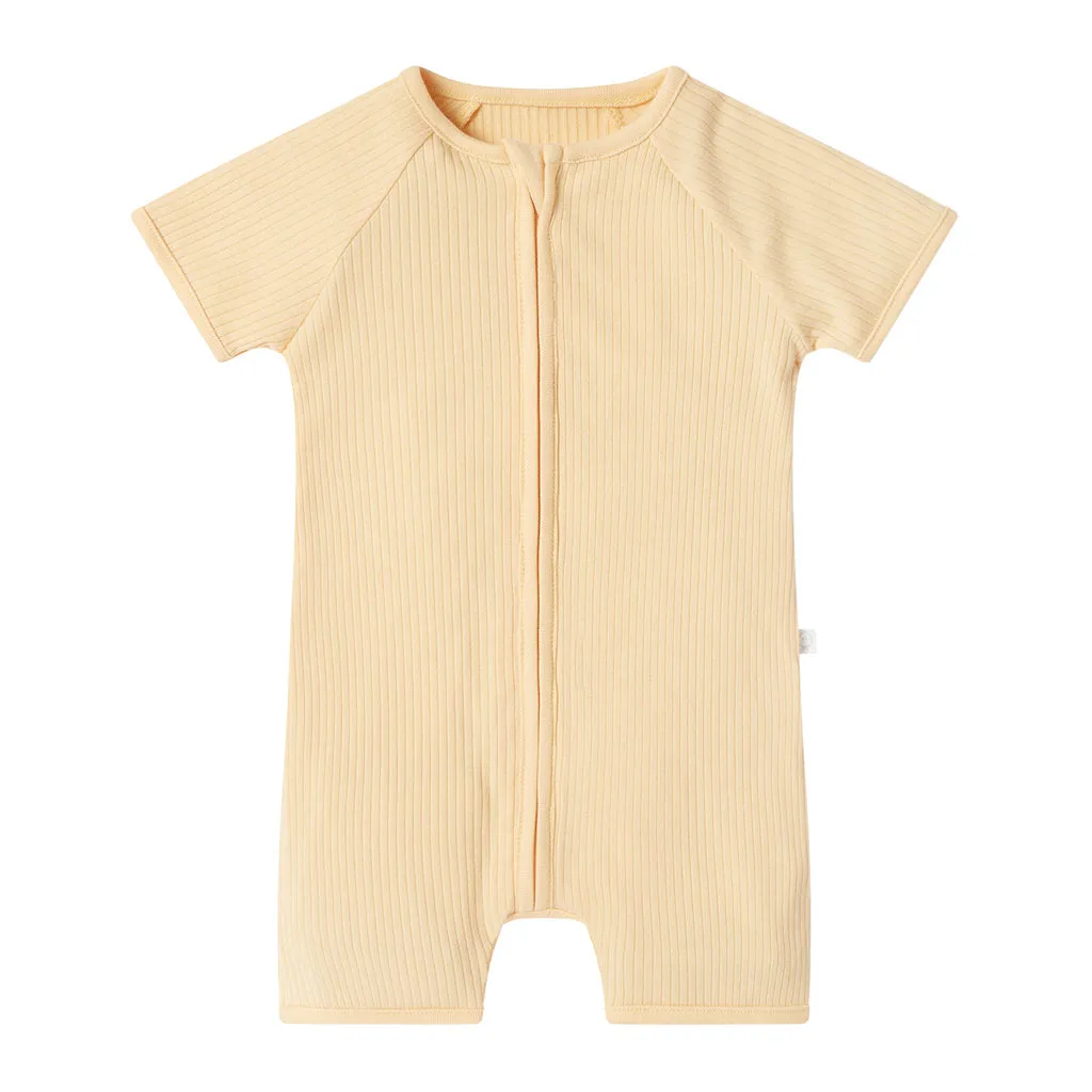 MORI Ribbed Summer Zip-Up Sleepsuit