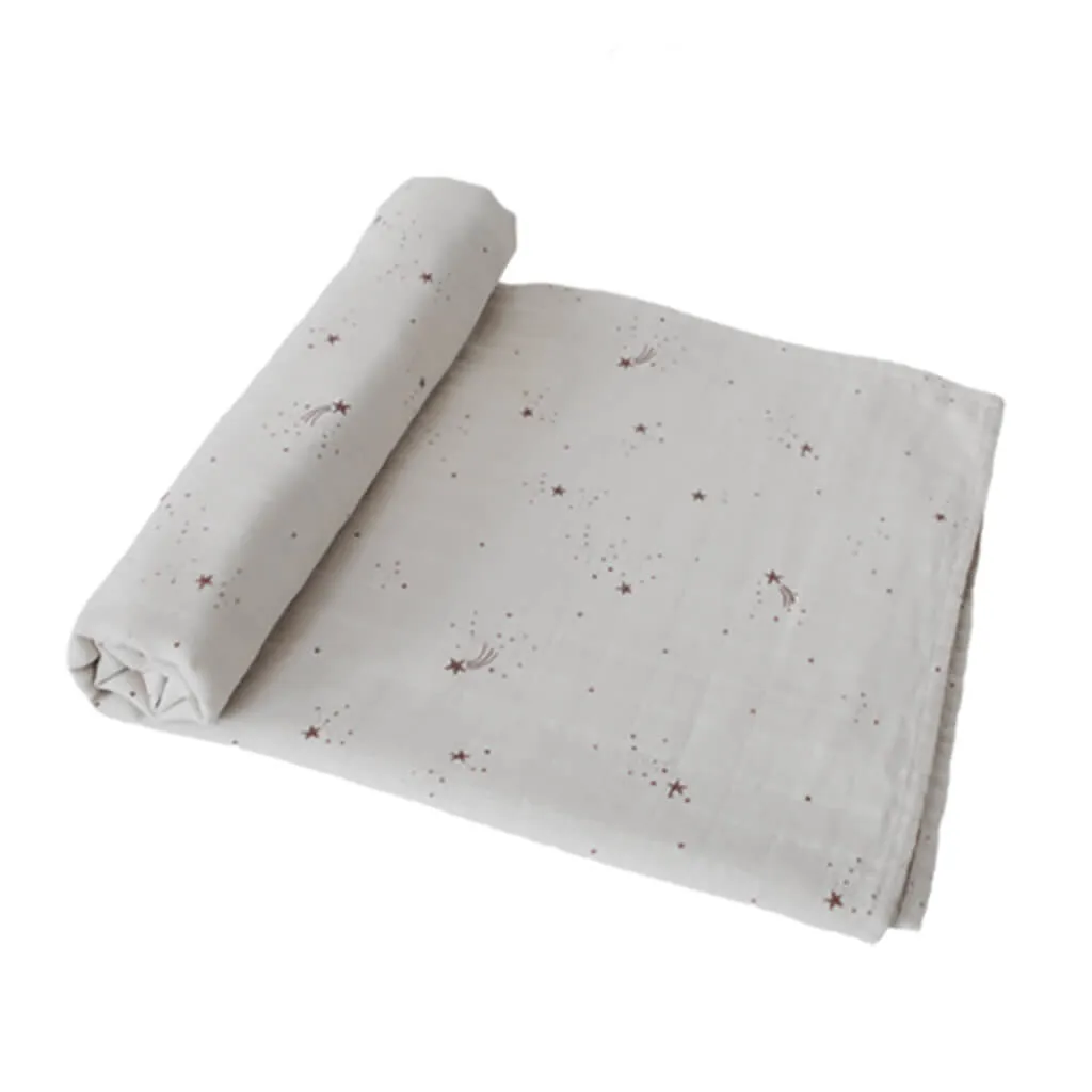 Mushie Organic Cotton Swaddle Blanket Falling Stars