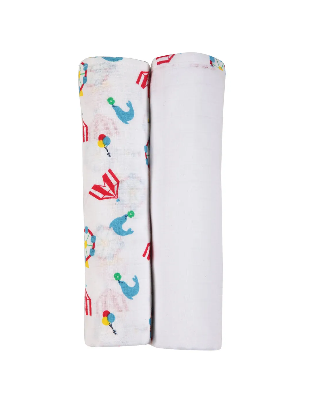 Muslin Swaddle - 2Pc Set - Carnival Teal Blue