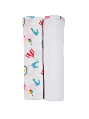 Muslin Swaddle - 2Pc Set - Carnival Teal Blue