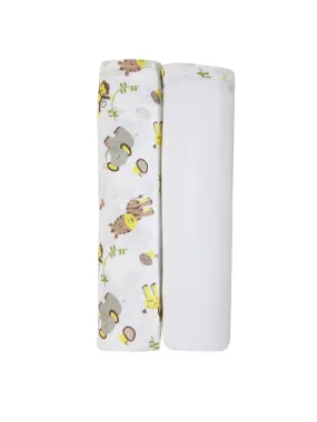 Muslin Swaddle - 2Pc Set - Zoo Lemon Yellow