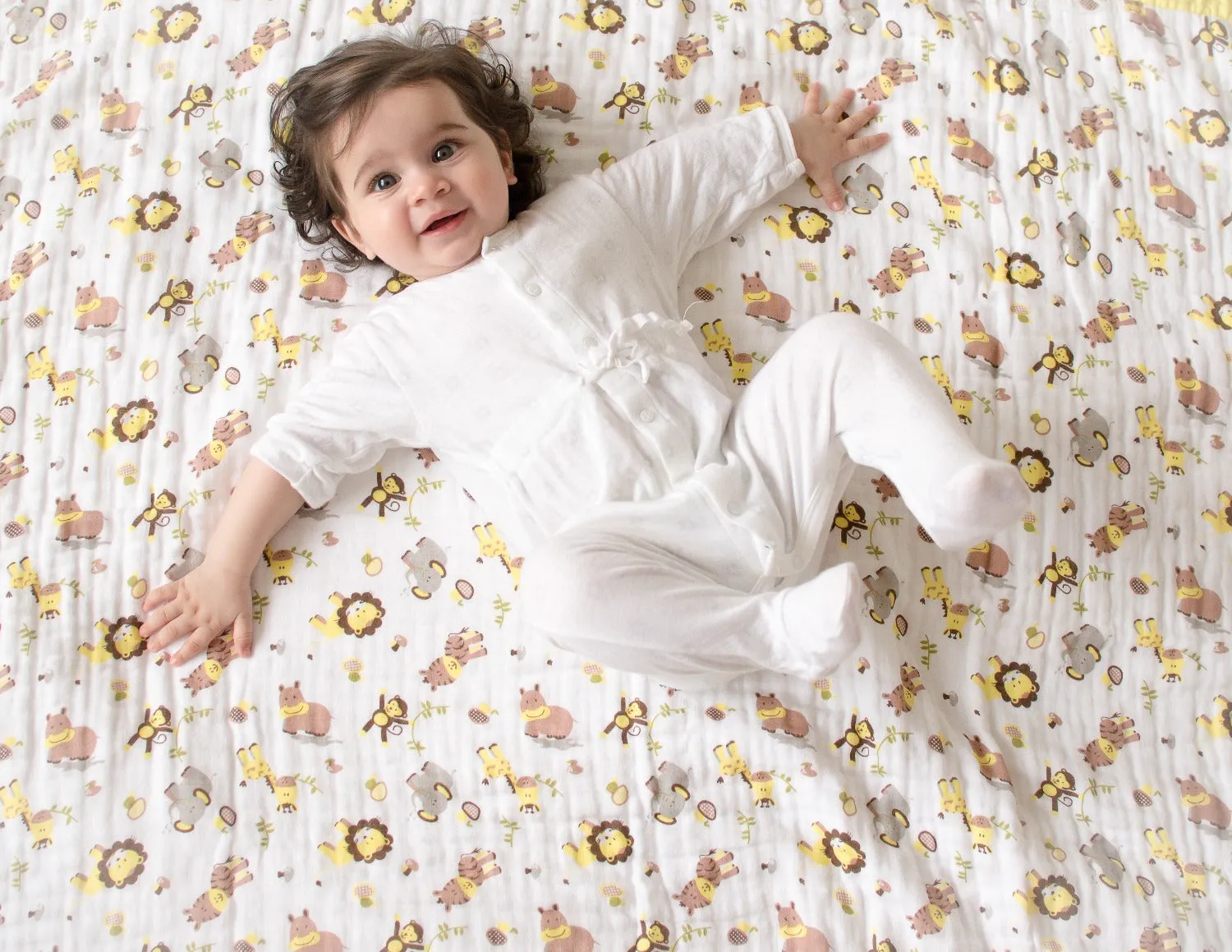 Muslin Swaddle - 2Pc Set - Zoo Lemon Yellow