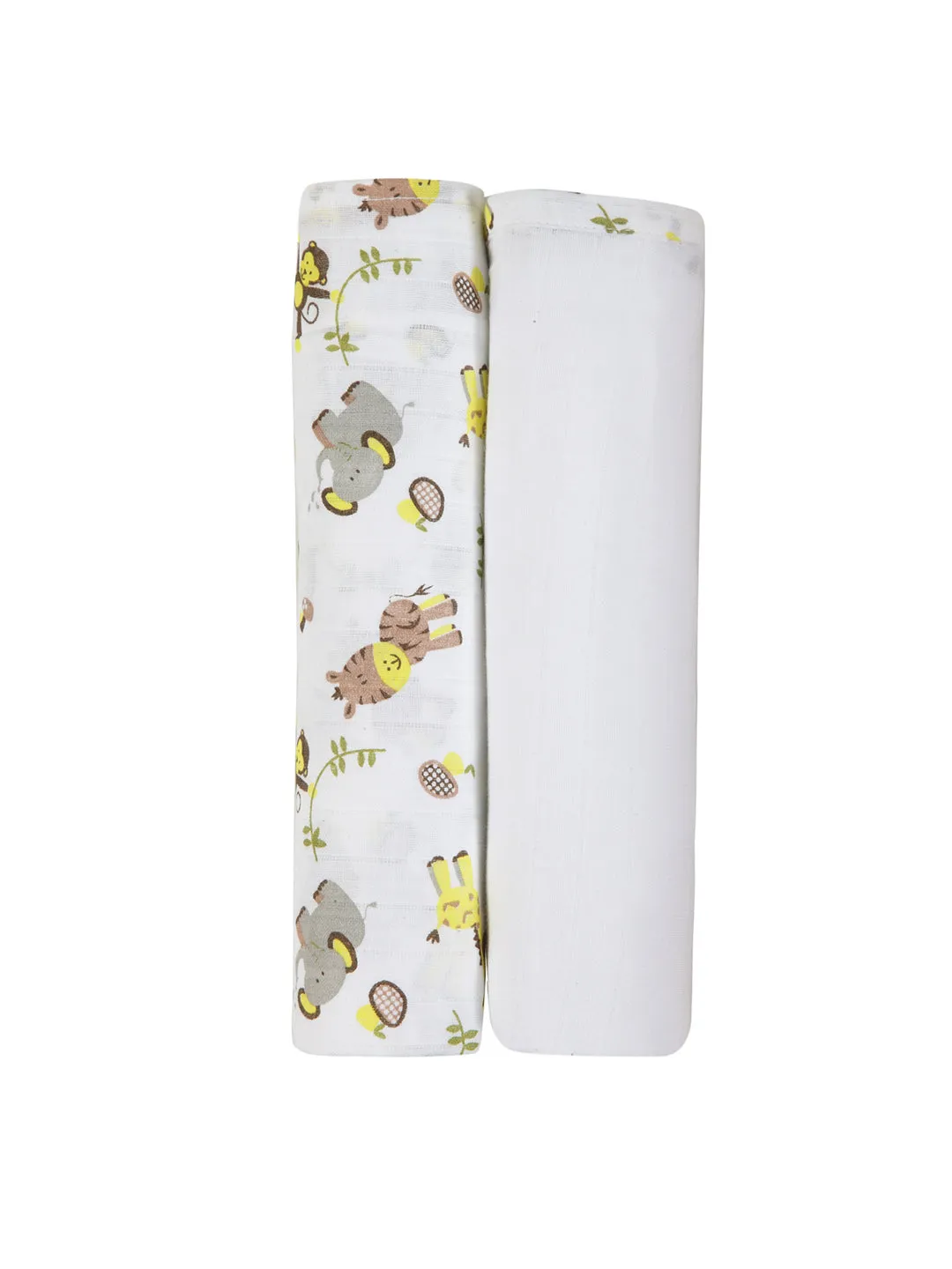 Muslin Swaddle - 2Pc Set - Zoo Lemon Yellow