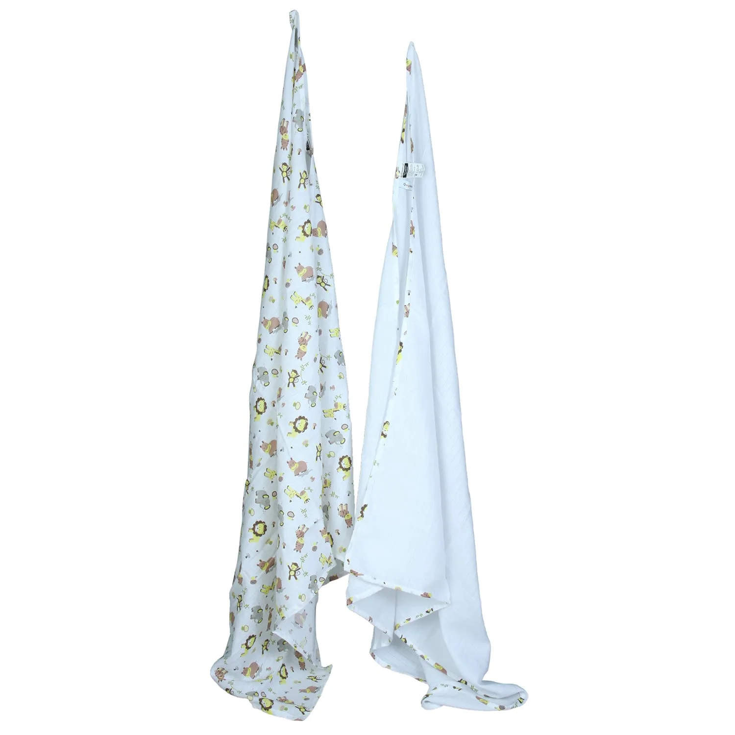 Muslin Swaddle - 2Pc Set - Zoo Lemon Yellow