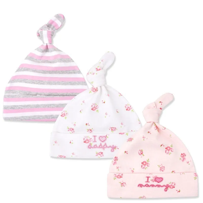 Newborn Hats Printed 3pcs/lot 100% cotton