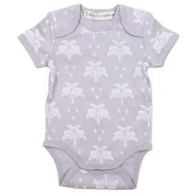 Organic Cotton Summer Short Sleeve Onesie - Palms and Pineapples Grey