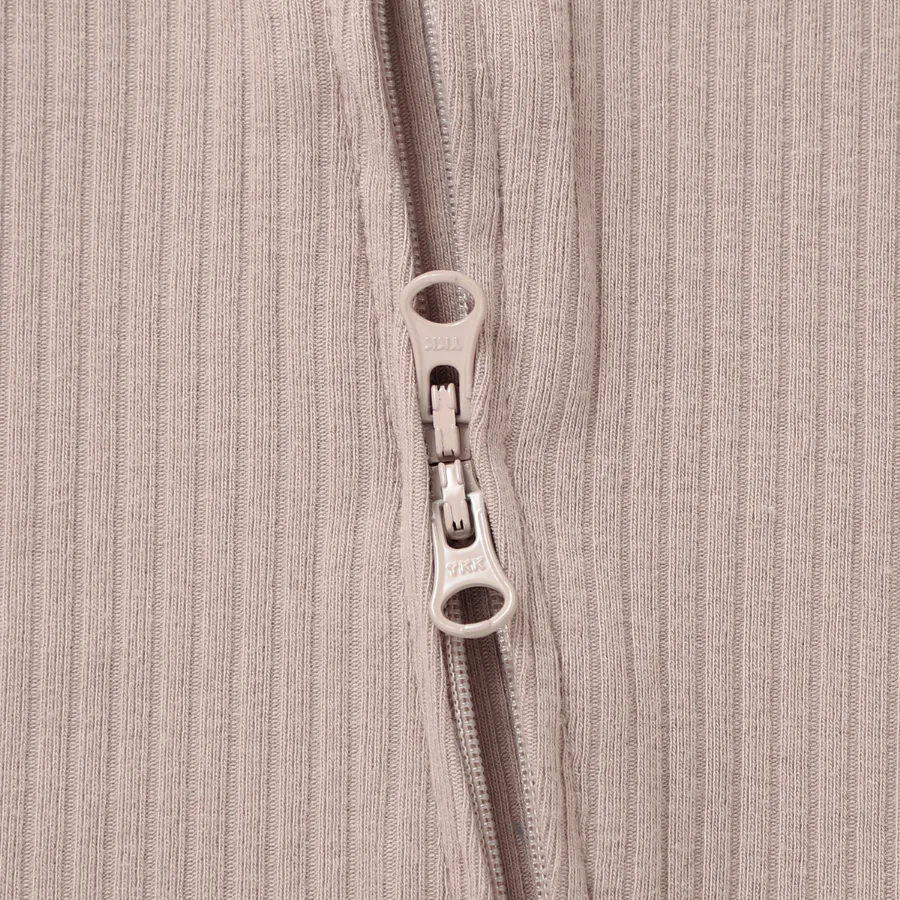 Organic Rib Zipsuit with Footies & Mittens | Oatmeal