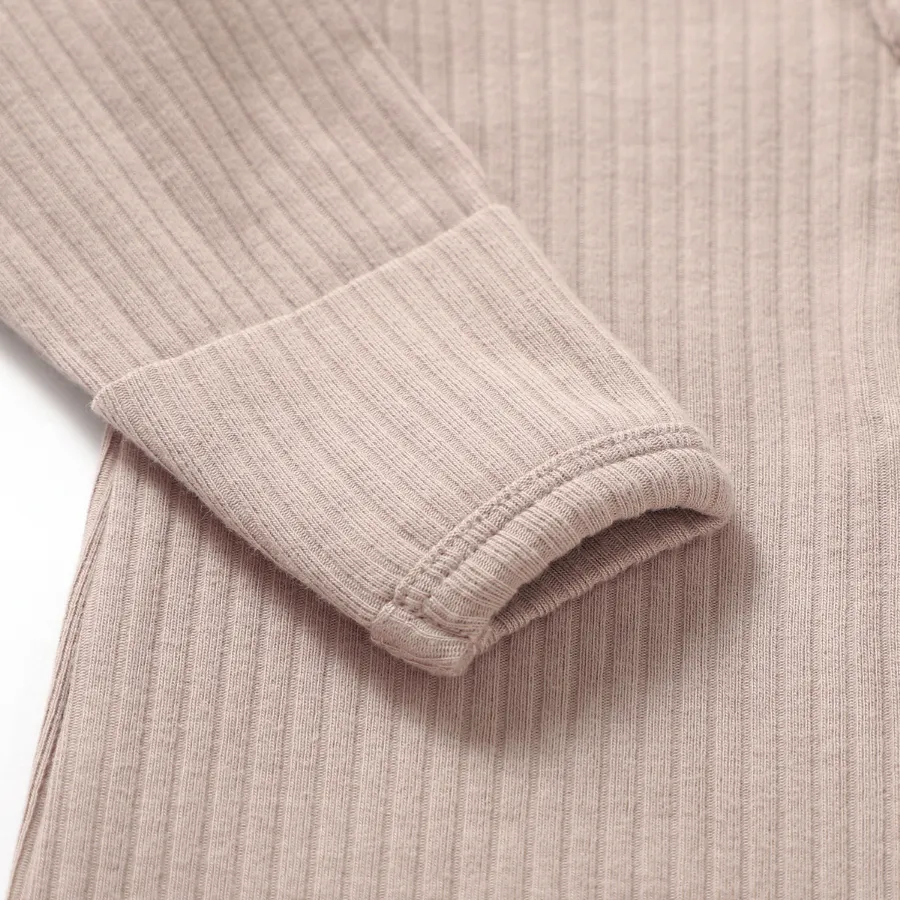 Organic Rib Zipsuit with Footies & Mittens | Oatmeal