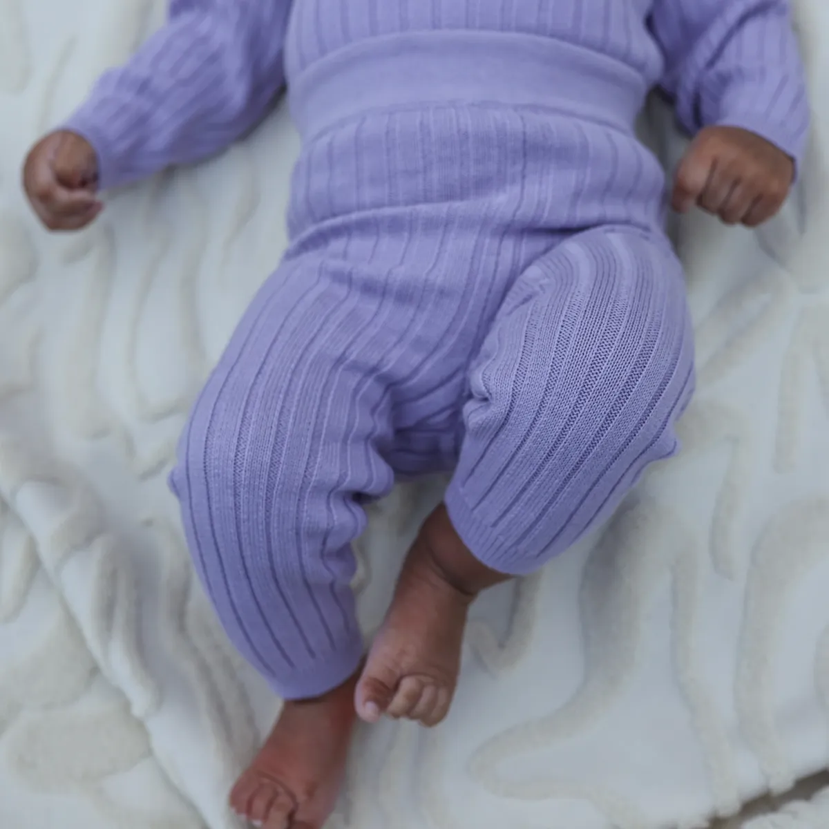 Organic Ribbed Essential Leggings - Lilac