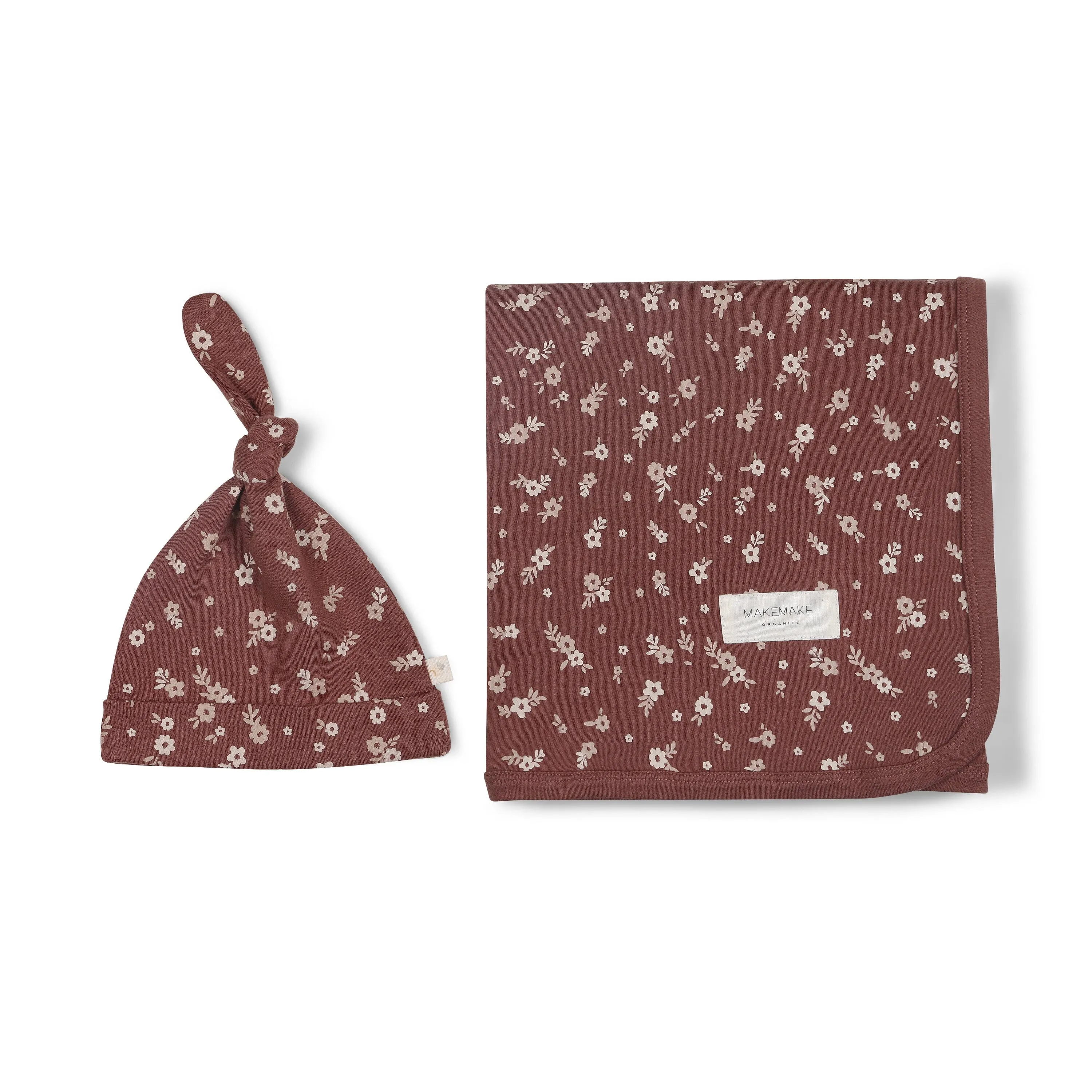 Organic Swaddle Blanket & Hat | Winter Bloom
