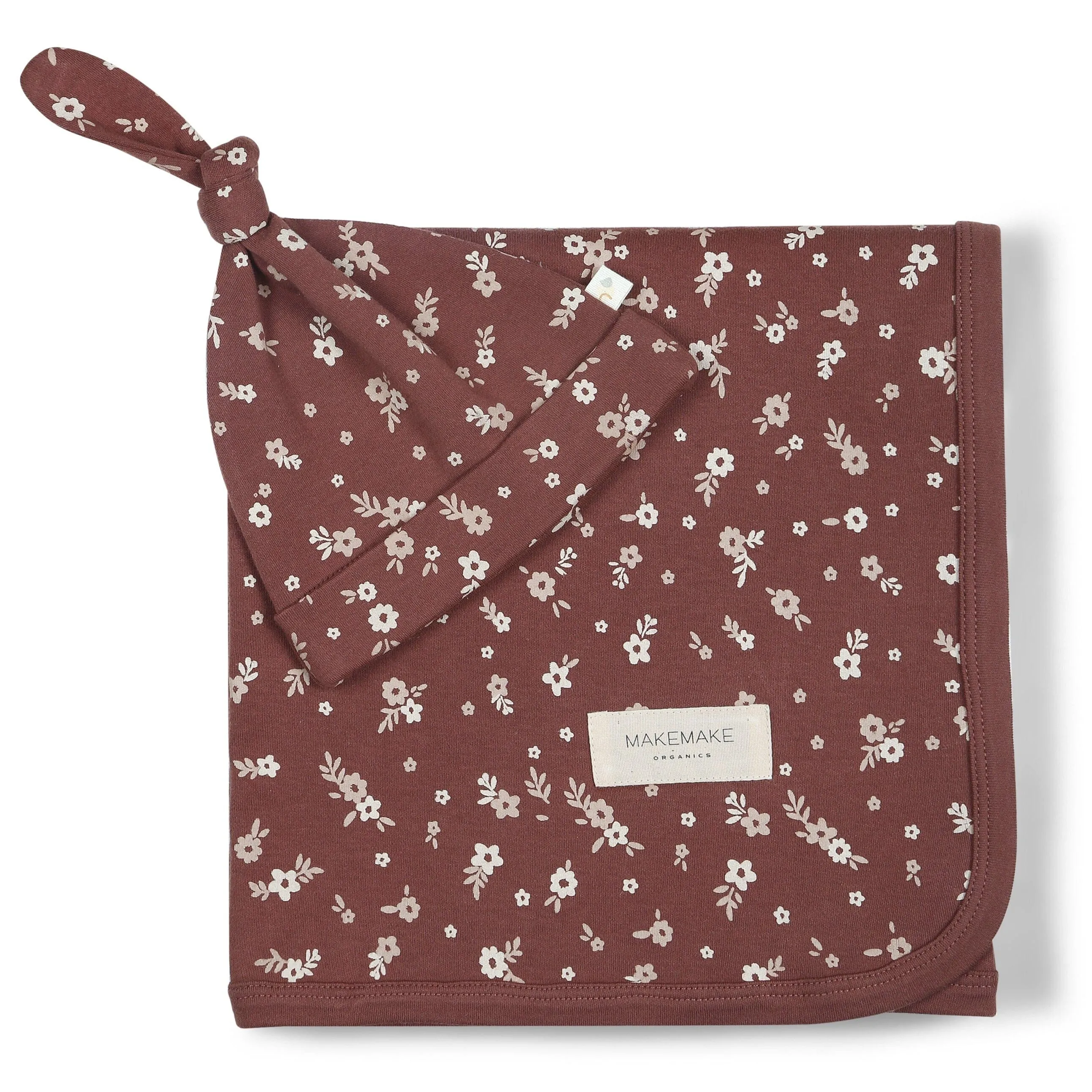 Organic Swaddle Blanket & Hat | Winter Bloom