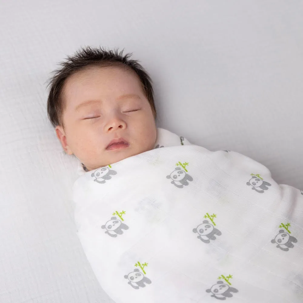 PANDA Bamboo Cotton Muslin Swaddle Blankets ‚Äì 2 pack