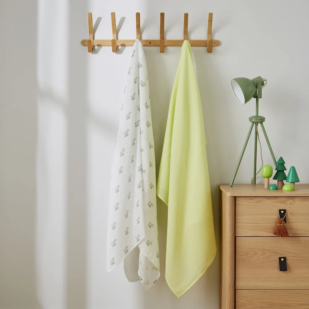 PANDA Bamboo Cotton Muslin Swaddle Blankets ‚Äì 2 pack