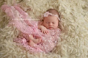 Pink Tassels Lace Newborn Baby Wrap Layer