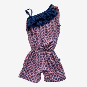 Print Diagonal Ruffle Romper