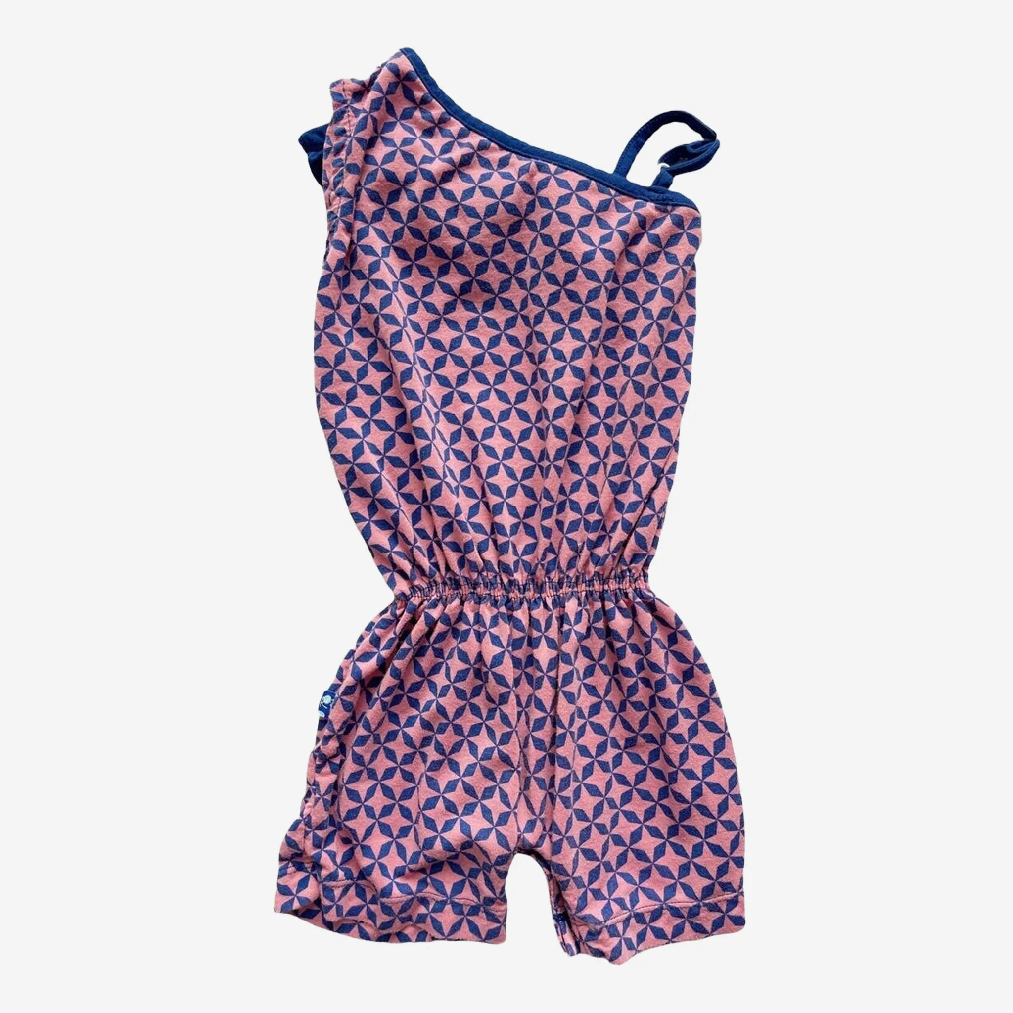 Print Diagonal Ruffle Romper