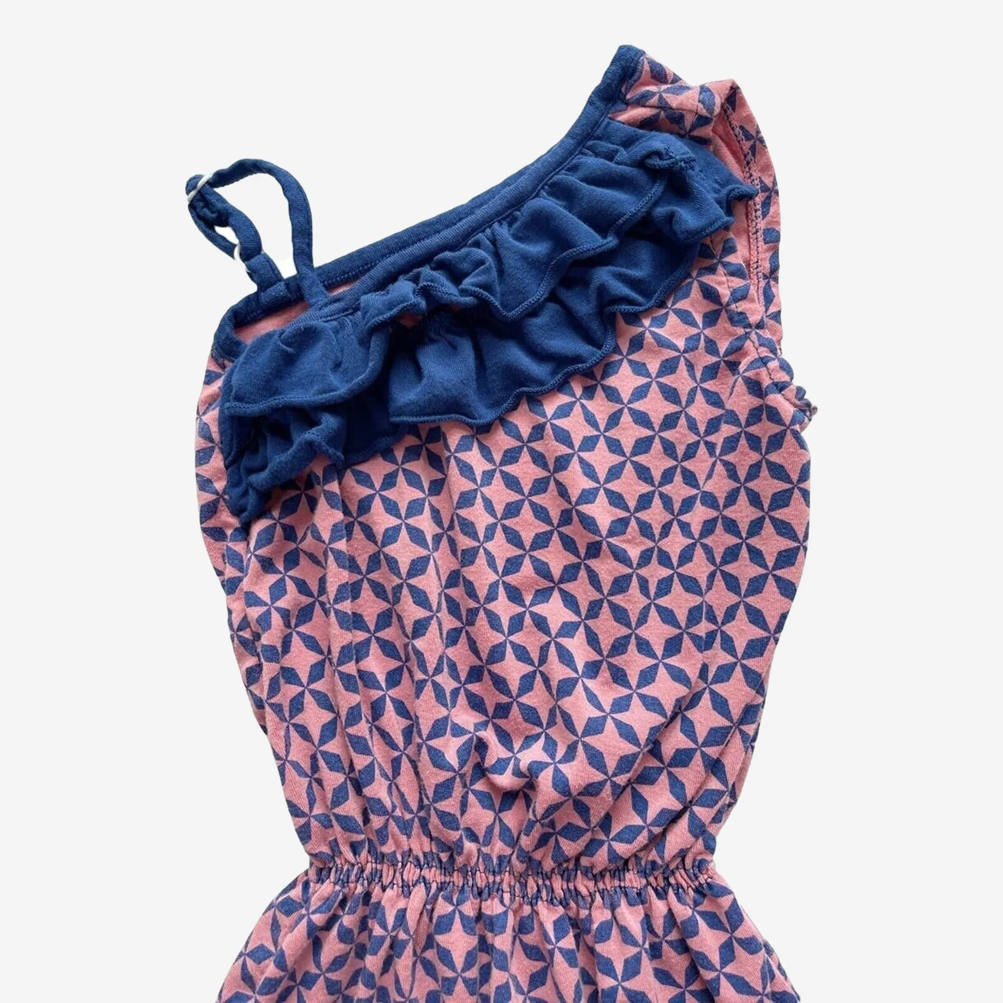Print Diagonal Ruffle Romper