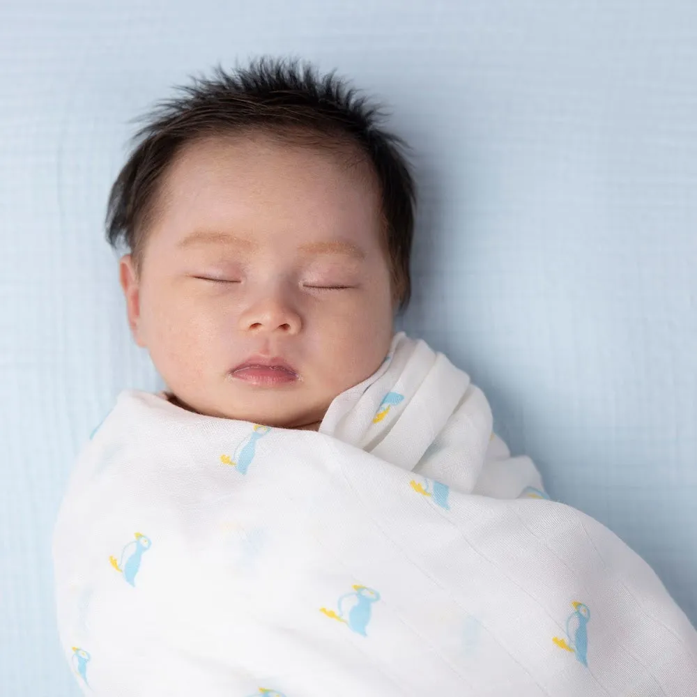 PUFFIN Bamboo Cotton Muslin Swaddle Blankets ‚Äì 2 pack