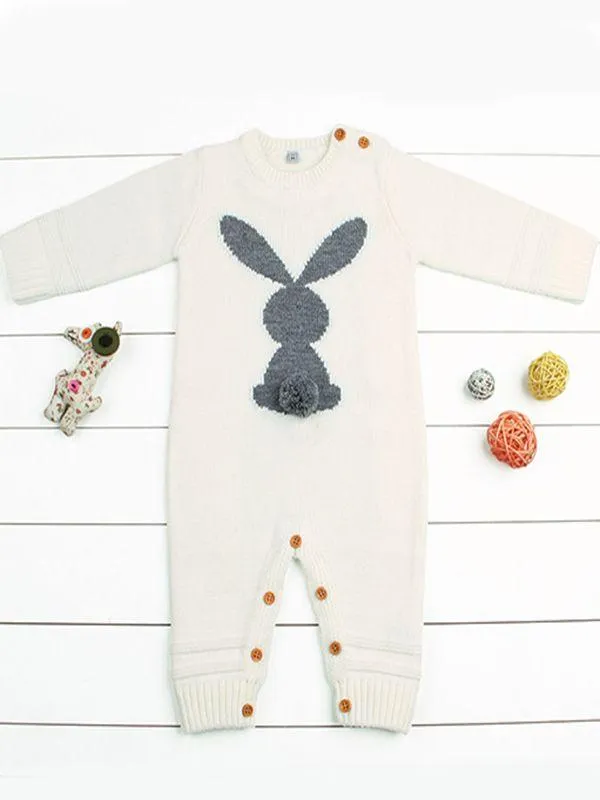 Rabbit Knitted Onesies Long Sleeves Jumpsuit Acrylic Baby Romper