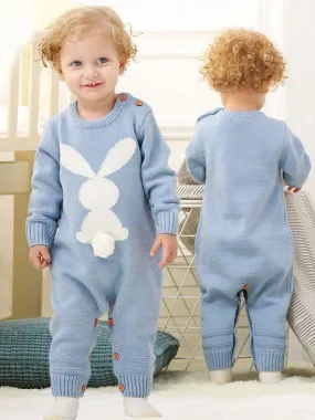 Rabbit Knitted Onesies Long Sleeves Jumpsuit Acrylic Baby Romper