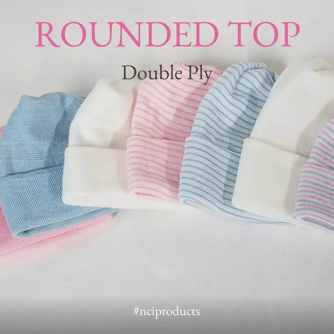 Rounded Top, 2 Ply Newborn Hats, Style RT720
