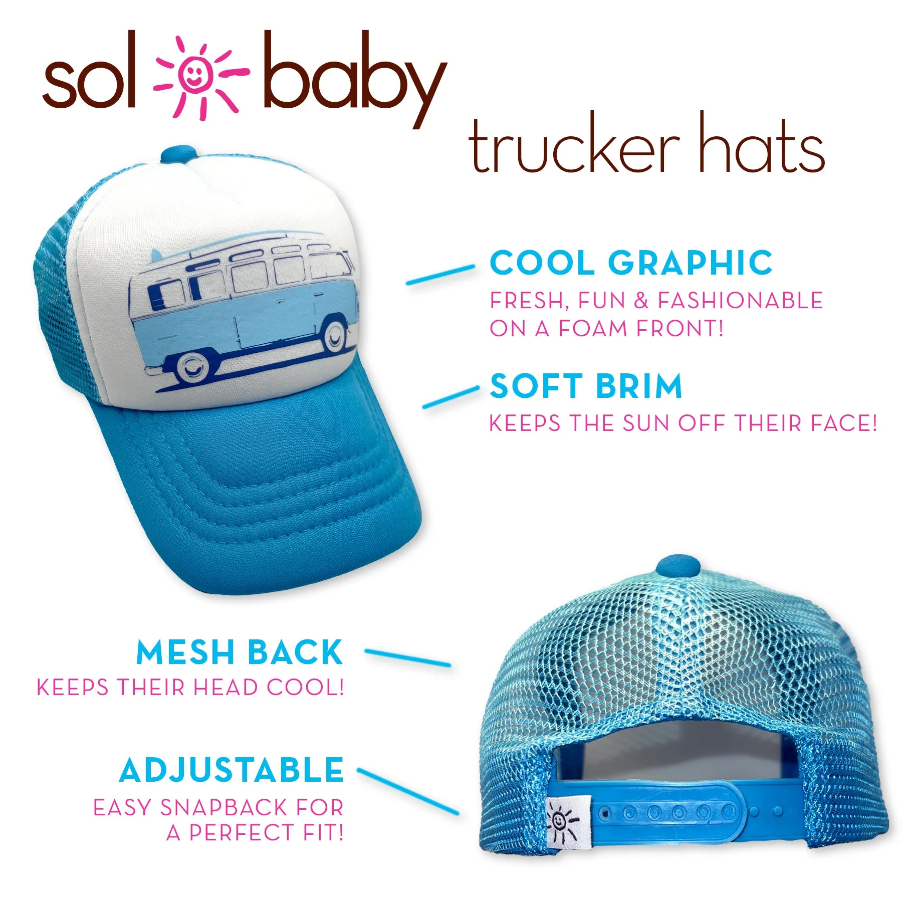Sol Baby Surf Bus Aqua Trucker Hat