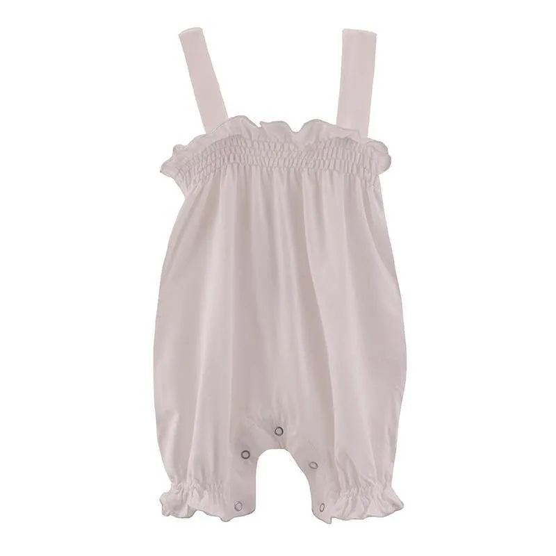 Solid Bamboo Gathered Romper - Baby Rose (SP21)