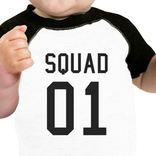 Squad01 Baby Black And White Baseball Shirt