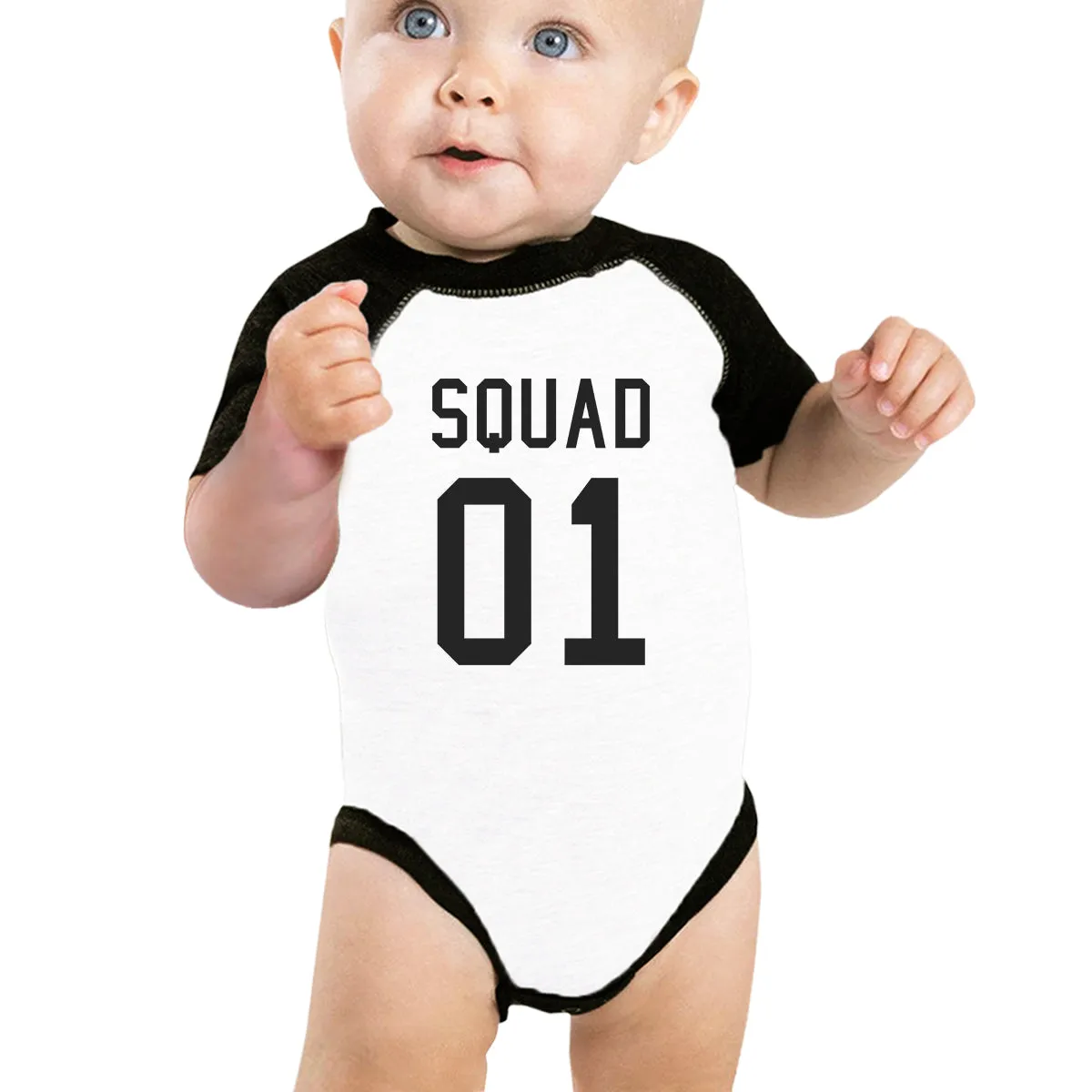 Squad01 Baby Black And White Baseball Shirt