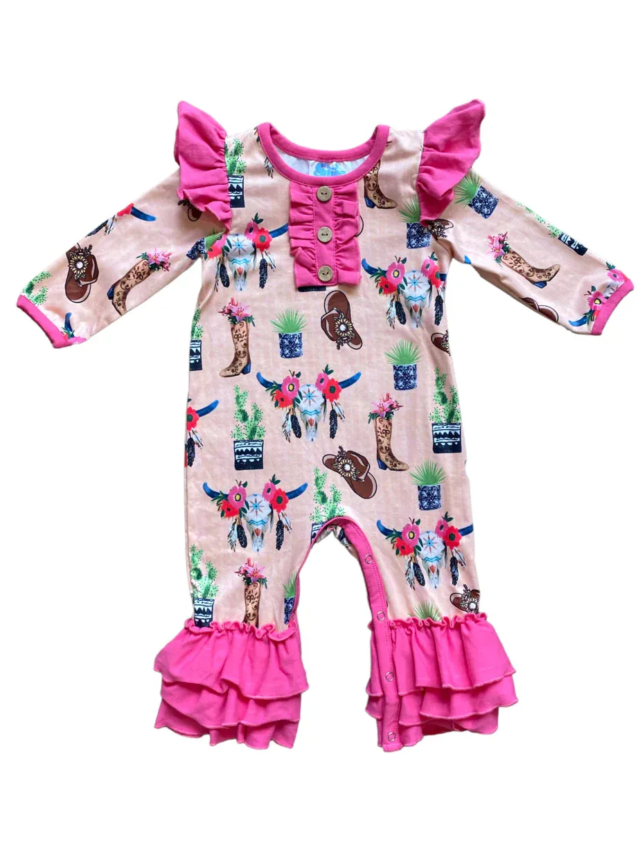 Steer Head Long Sleeve Baby Romper