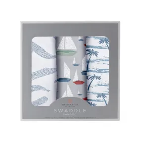 Swaddle Blanket: Ocean Tides Bamboo Swaddle 3 Pack