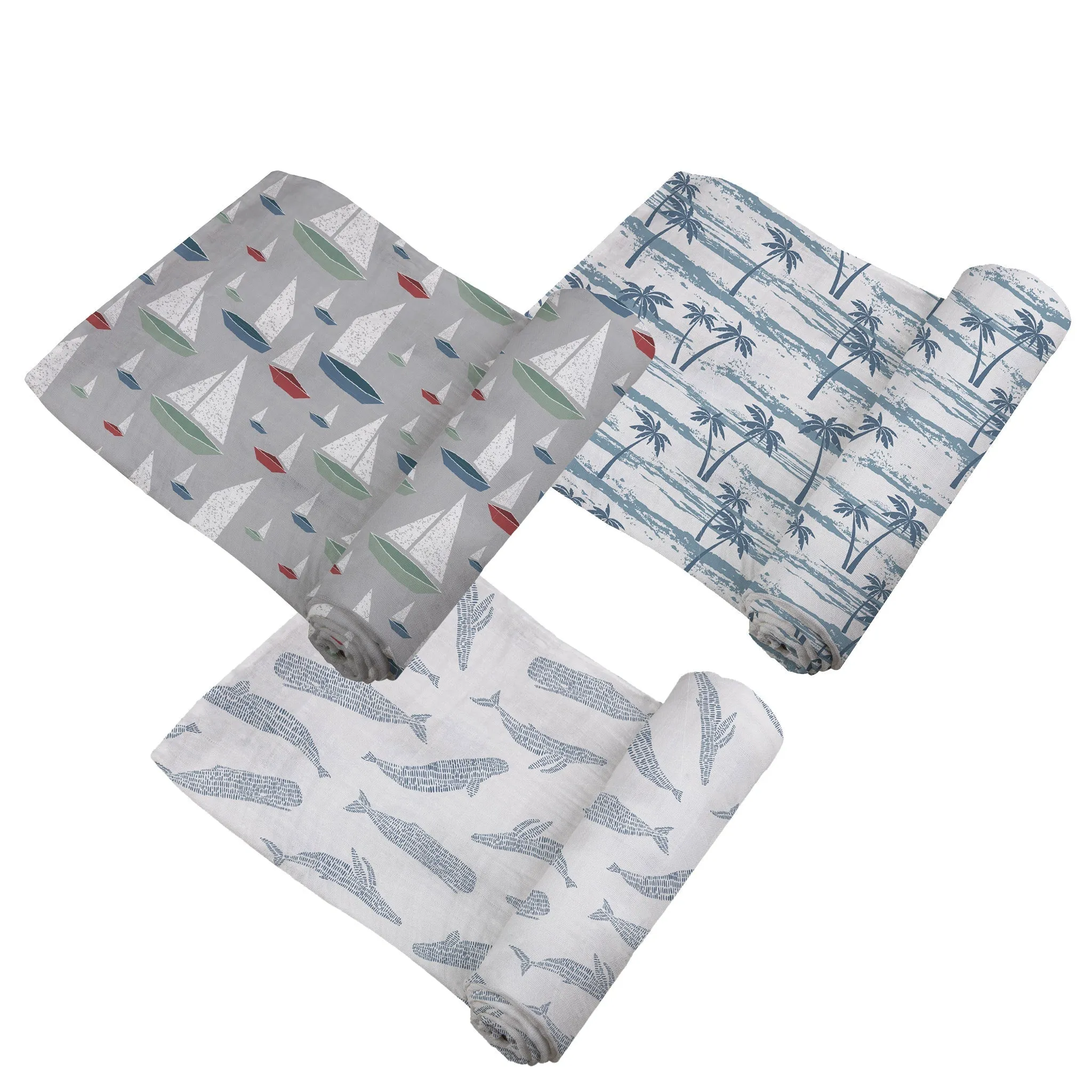 Swaddle Blanket: Ocean Tides Bamboo Swaddle 3 Pack