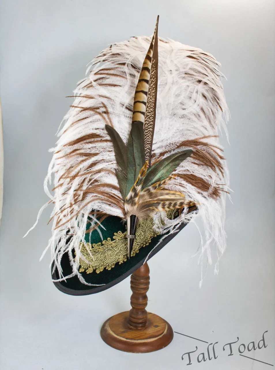 Tall Hat - Green / Gold Smooth Velvet