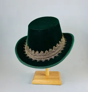 Tall Hat - Green / Gold Smooth Velvet