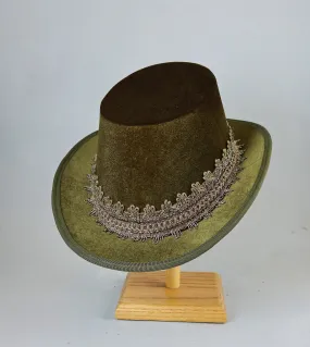 Tall Hat - Moss Green / Gold Smooth Velvet