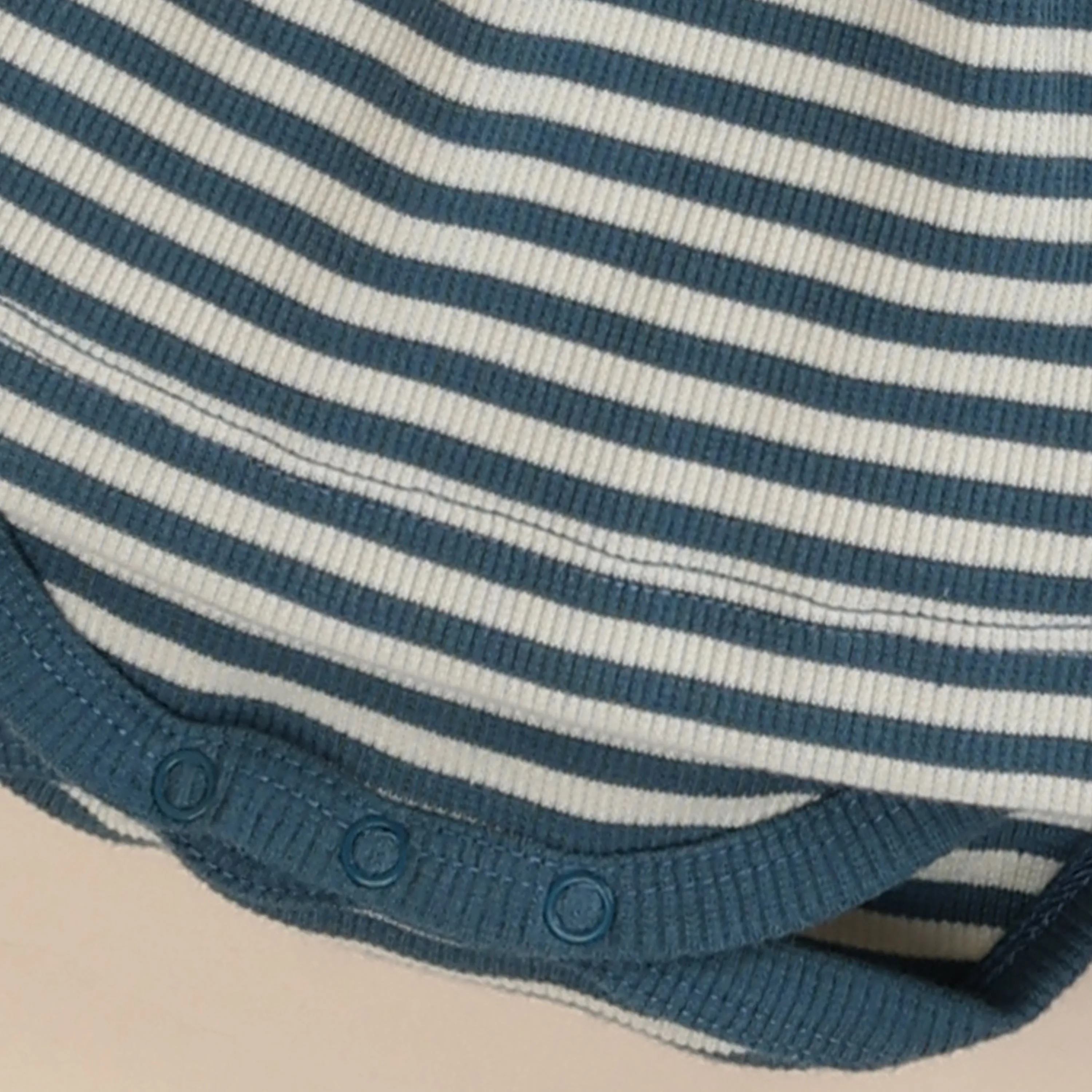 Teal Stripe Organic Short Sleeve Dress With Frill