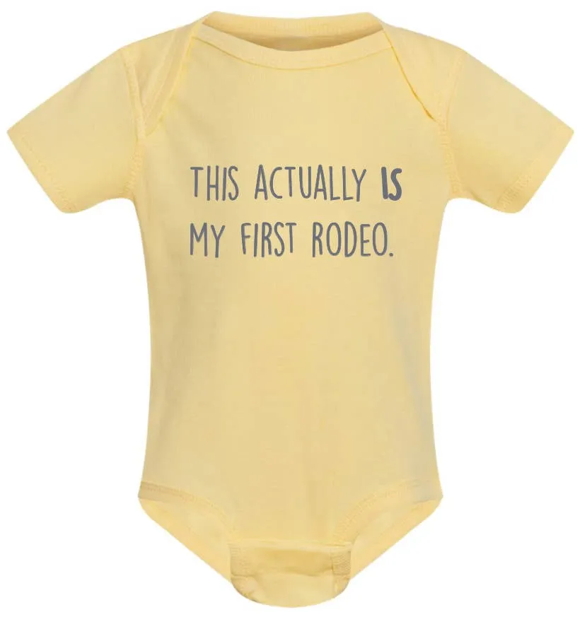 This Actually Is My First Rodeo Funny Baby Onesie | Rodeo Baby Onesie | Fun Baby Shower Gifts