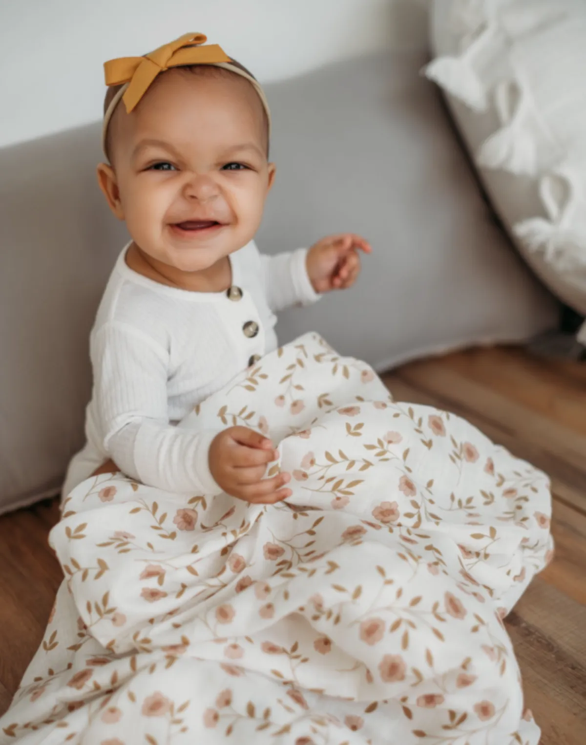 Wildflower Swaddle - White by Mini Wander
